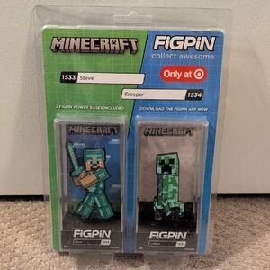 Minecraft Steve and Creeper FigPin Set NWT